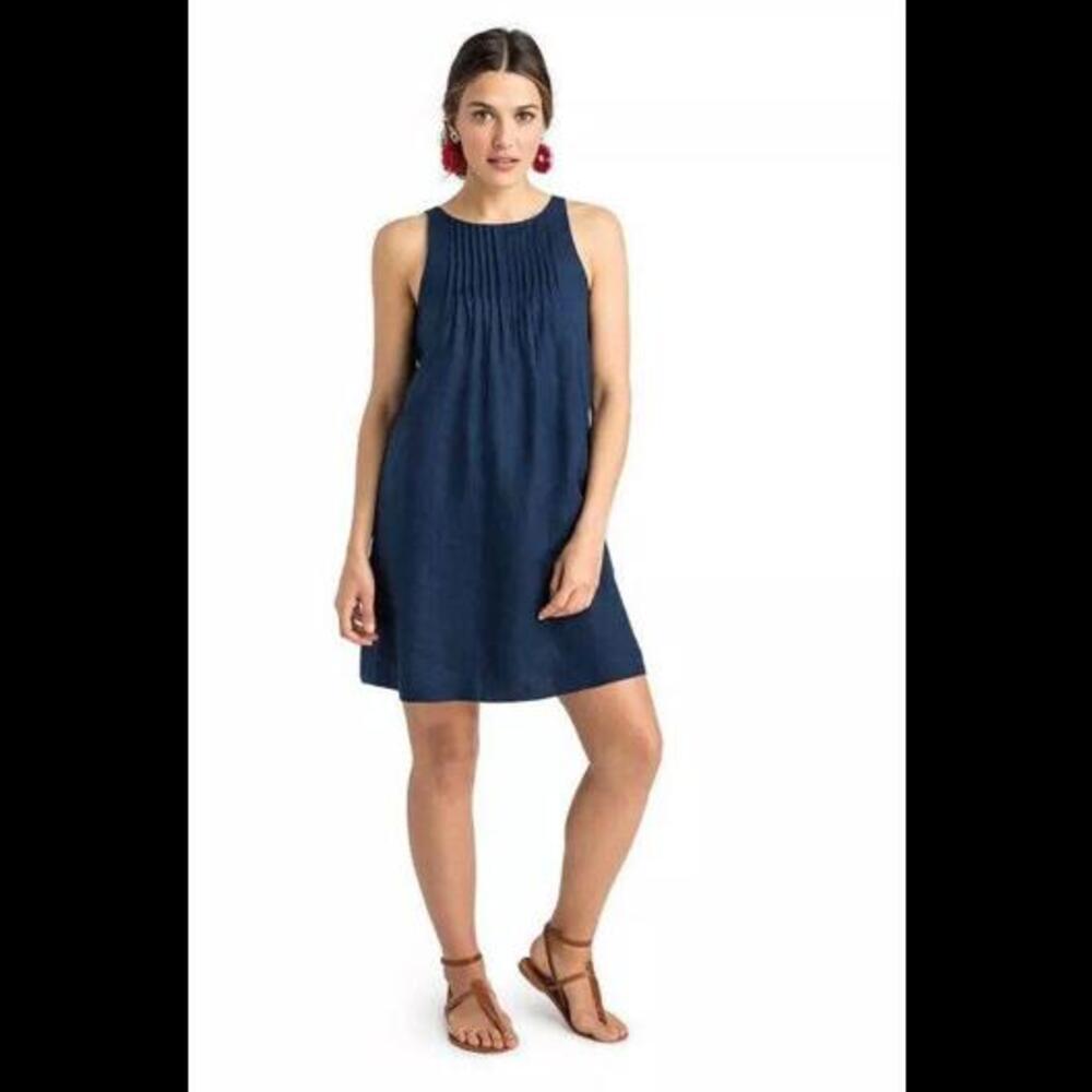 Vineyard Vines Women’s Size 0 Linen Pintuck Swing Dress in Navy Blue New